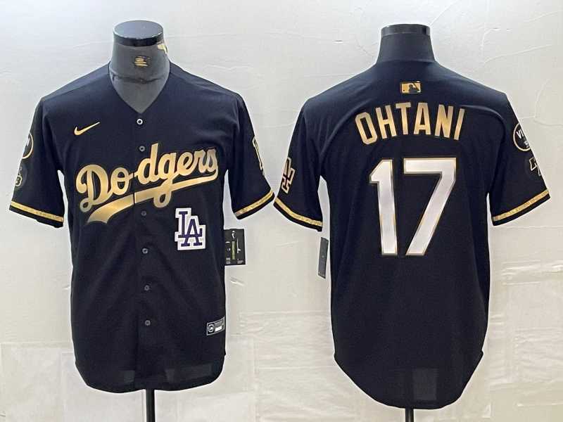 Men's Los Angeles Dodgers #17 Shohei Ohtani Black Gold Stitched Cool Base Nike Jersey,We sell and wholesale Men's Los Angeles Dodgers #17 Shohei Ohtani Black Gold Stitched Cool Base Nike Jersey on line form chian!